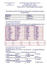 Đề thi thử học sinh giỏi môn Tiếng Anh Lớp 7 - Năm học 2015-2016 - Trường THCS Kỳ Tây
